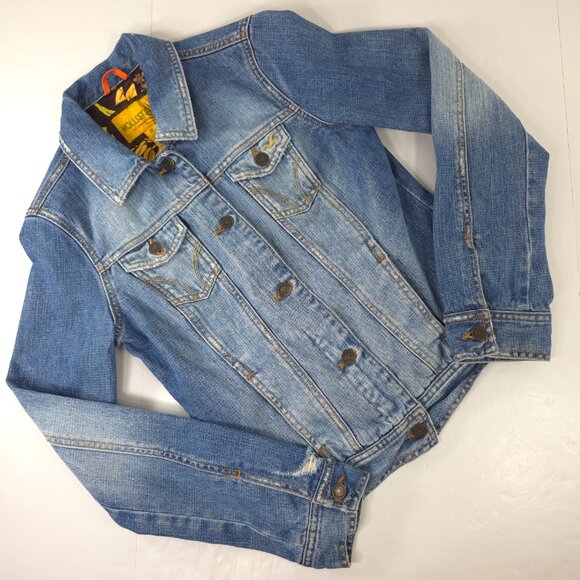 Hollister Jackets & Blazers - VINTAGE Y2K HOLLISTER BLUE DENIM JACKET WOMENS SIZE MEDIUM POCKETS FLORAL LINING